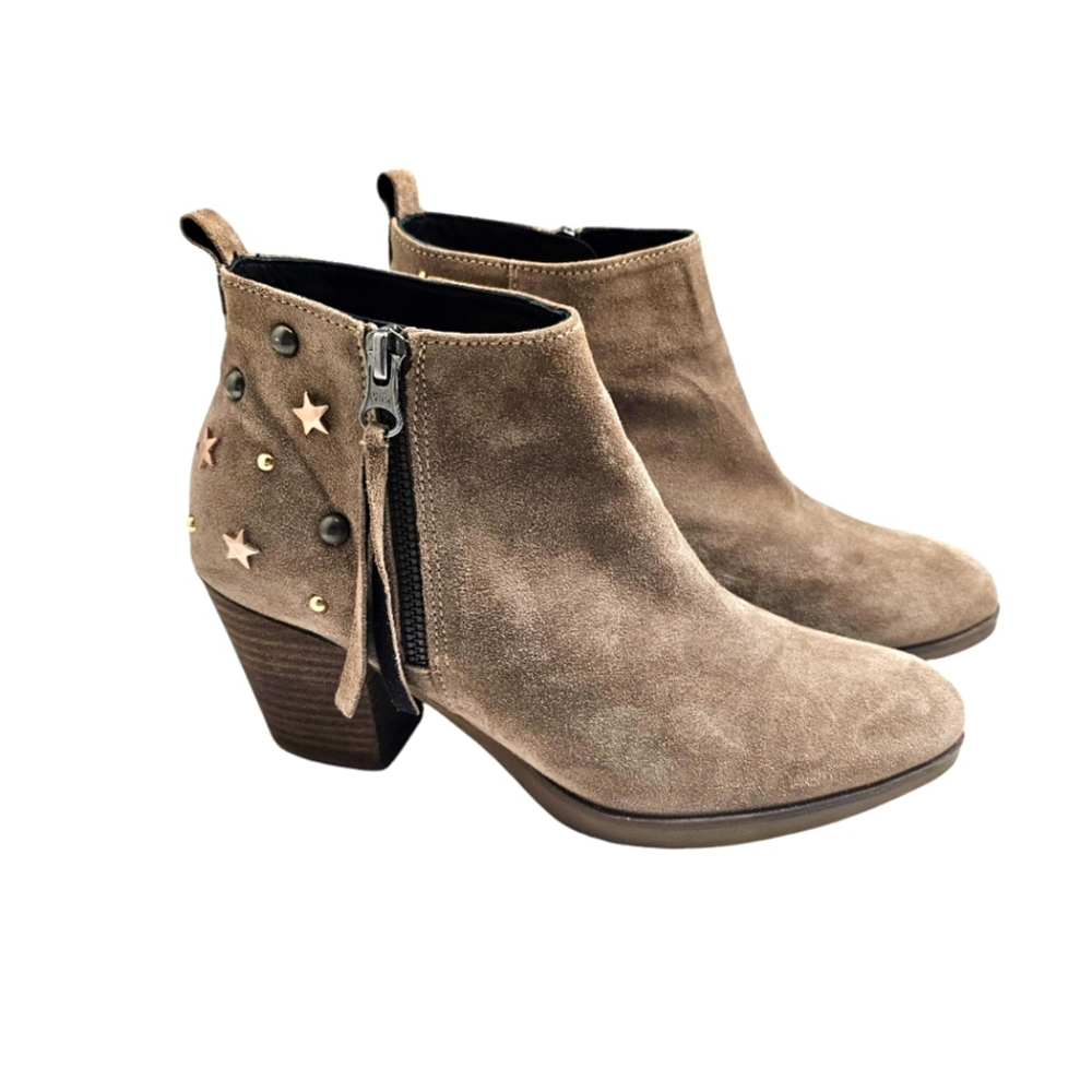 Women's studded, zipper boots. Eric Michael, tan, size US 7.5 leather